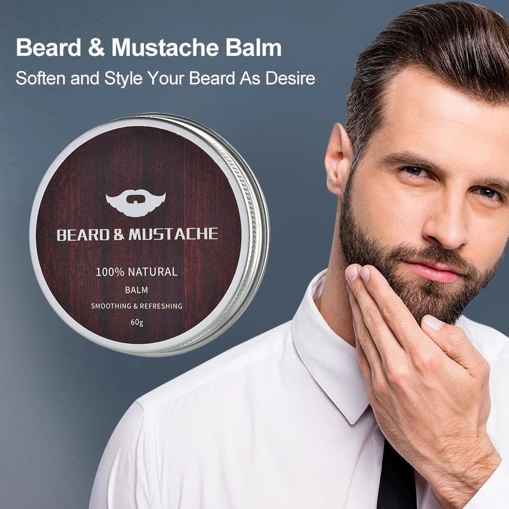 Kit Completo de Crecimiento y Cuidado de Barba para Hombre – 5 Piezas