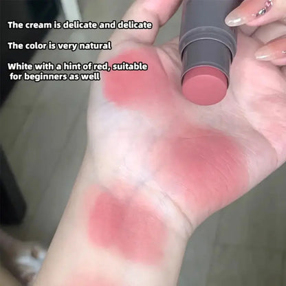 Rubor en Barra Doble Cabezal de Esponja Uso Dual Labios y Mejillas, Acabado Mate Natural y Larga Duración