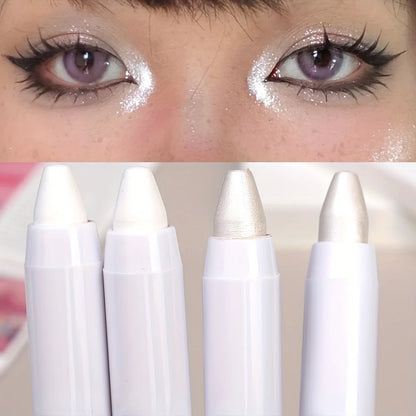 Lápiz Iluminador con Brillos Sombra Blanca Glitter para Ojos Luminosos y Efecto Deslumbrante