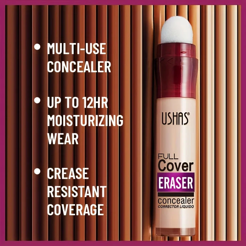 Corrector Líquido con Cabezal de Esponja USHAS  Cobertura Total para Ojeras, Manchas y Acné
