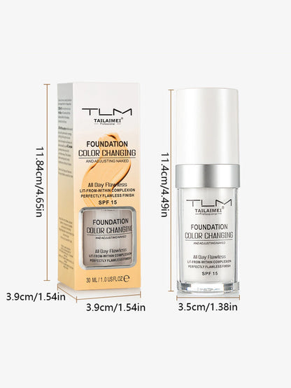 Base de Maquillaje Líquida Cambia Color 30ml Cobertura Suave, Hidratante y Larga Duración con SPF15