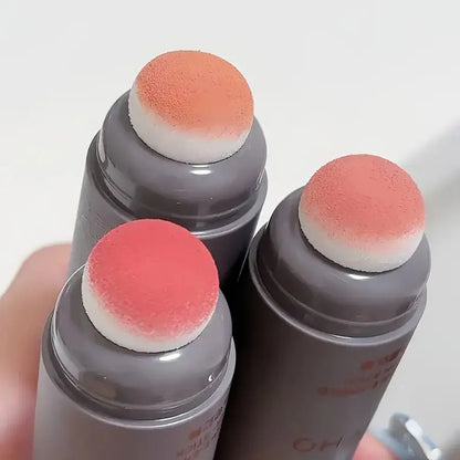 Rubor en Barra Doble Cabezal de Esponja Uso Dual Labios y Mejillas, Acabado Mate Natural y Larga Duración